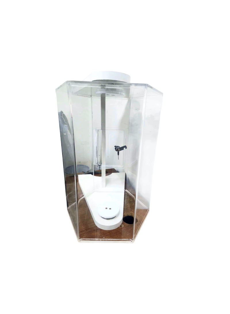 Clear Acrylic Raffle Drum with Wooden Stand – Rotating Lucky Draw Box for Events, Contests, Lotteries & Giveaways - Image 2