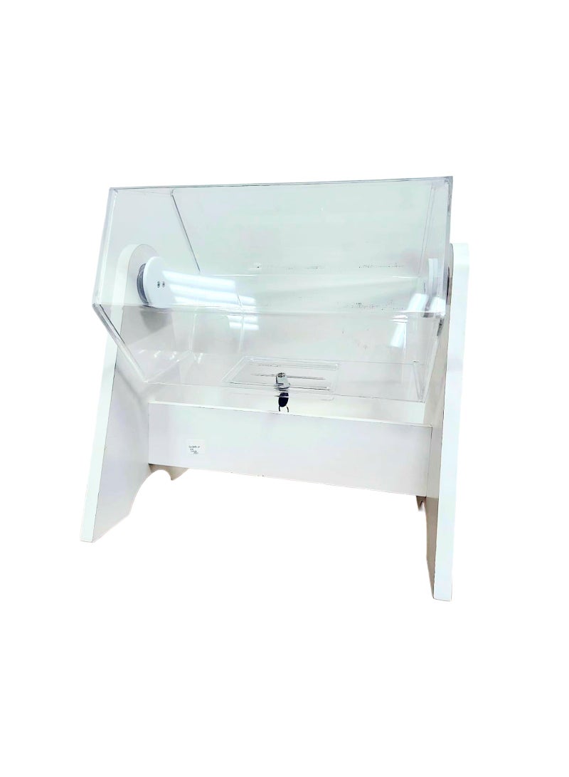 Clear Acrylic Raffle Drum with Wooden Stand – Rotating Lucky Draw Box for Events, Contests, Lotteries & Giveaways - Image 4