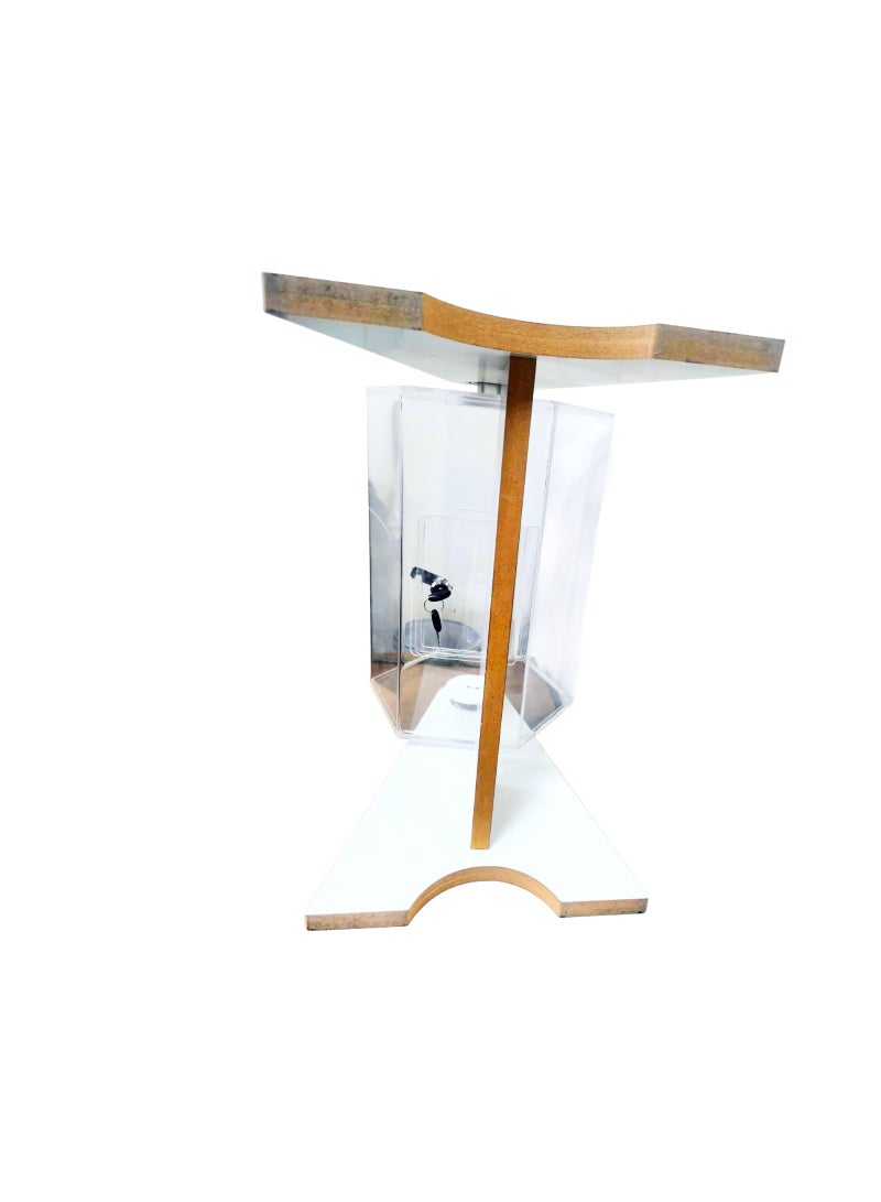 Clear Acrylic Raffle Drum with Wooden Stand – Rotating Lucky Draw Box for Events, Contests, Lotteries & Giveaways - Image 5