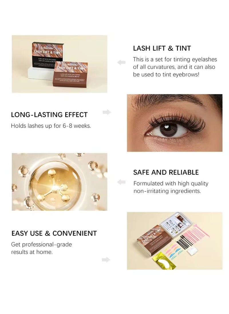 lakerain - Lash Lift and Tint Dye Kit Eyelash and Eyebrow Tint Dye Color Kit Professional Eyelash Lifting Kit for Home and Salon Use Lash Lifting Kit with Tools Eyebrow Tint Dye Kit Eyebrow Lash Color Kit Brown - Image 1