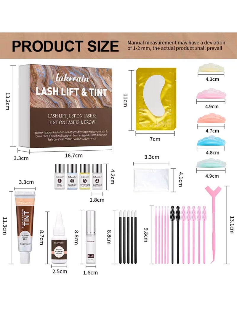 lakerain - Lash Lift and Tint Dye Kit Eyelash and Eyebrow Tint Dye Color Kit Professional Eyelash Lifting Kit for Home and Salon Use Lash Lifting Kit with Tools Eyebrow Tint Dye Kit Eyebrow Lash Color Kit Brown - Image 1