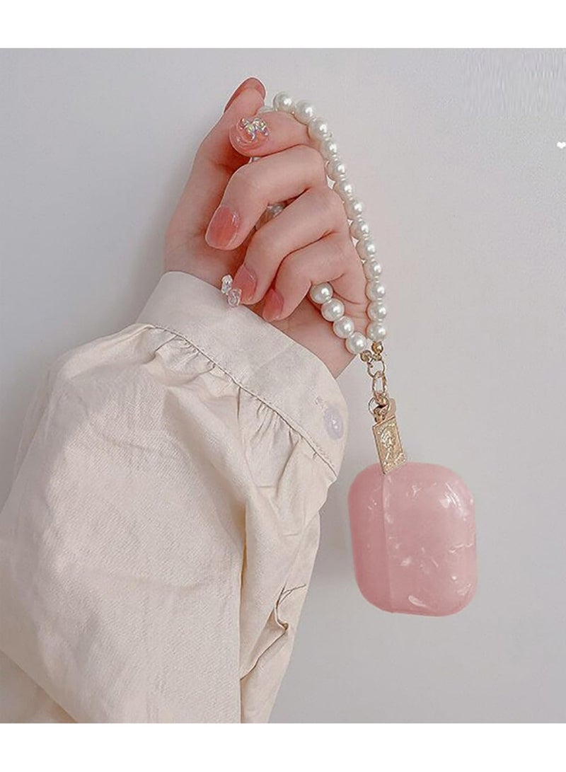 بولوز لطيف براق Airpods برو 3 حالة 2025 مع قلم نظيف، نمط قشرة أبل Airpod iPod برو الجيل الثالث غطاء حماية الجلد فتاة النساء مع سلسلة المفاتيح اللؤلؤة الفاخرة، الوردي - Image 4