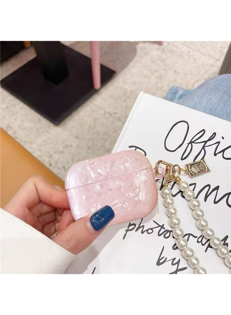 بولوز لطيف براق Airpods برو 3 حالة 2025 مع قلم نظيف، نمط قشرة أبل Airpod iPod برو الجيل الثالث غطاء حماية الجلد فتاة النساء مع سلسلة المفاتيح اللؤلؤة الفاخرة، الوردي - Image 5