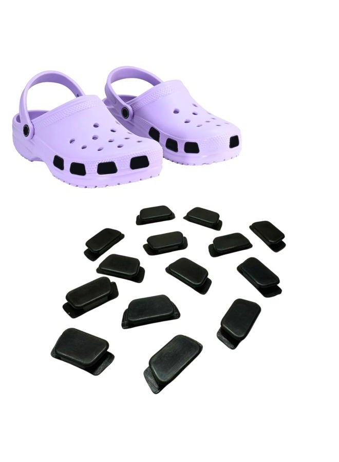 SHUTTERZ 14 Pack Colored Shoe Charms, Compatible with Classic Crocs, Crush Crocs and All Terrain Crocs, Functional Charms for Girls, Boys, Kids, Teens, Men, Women, Urethane, No Gemstone, BLACK - Image 1