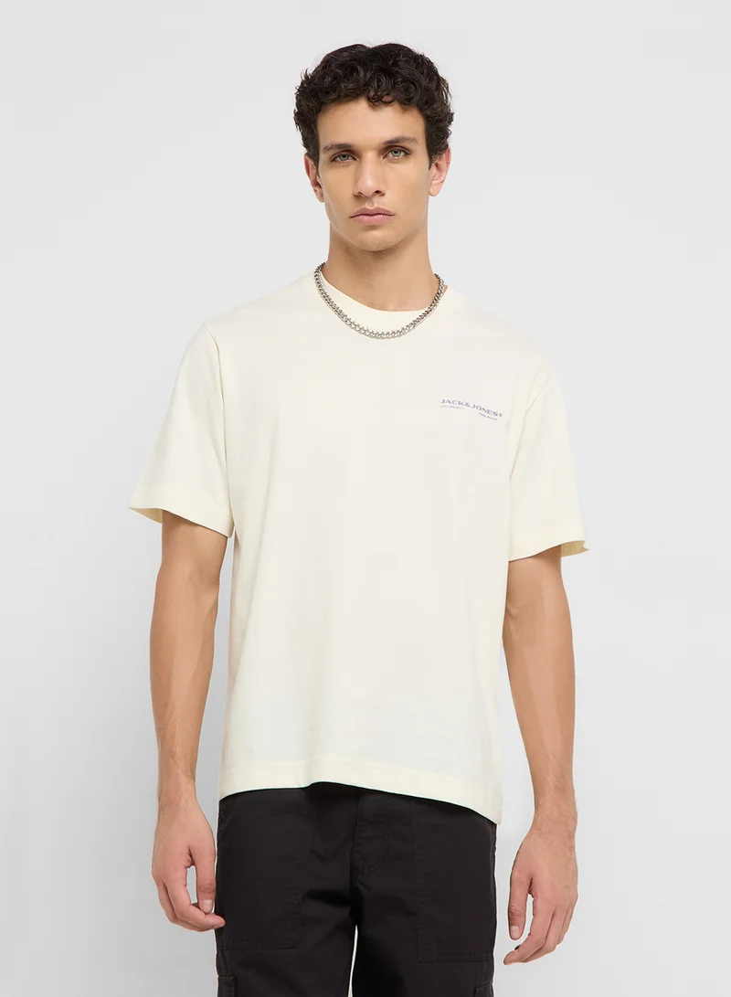جاك اند جونز Back Print Crew Neck T-Shirt