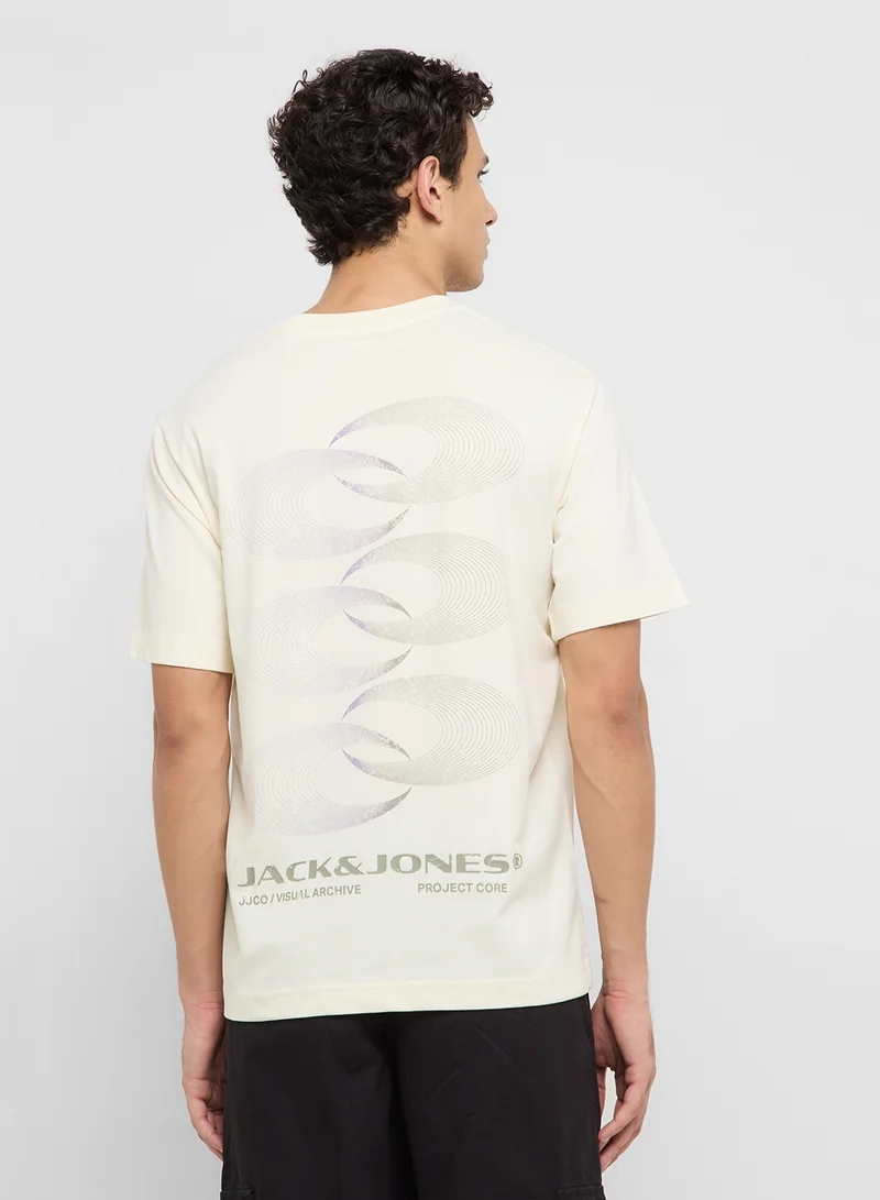 جاك اند جونز Back Print Crew Neck T-Shirt