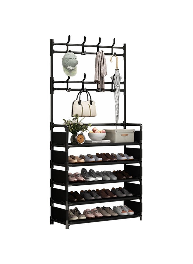 إسكدنيا رف أحذية بخمس طبقات، رف معاطف 2 في 1، حافة مرتفعة لمنع السقوط، مناسب لتخزين القبعات والحقائب والأحذية - Image 1