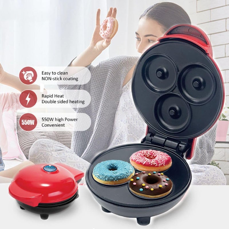 Feelon آلة صنع الدونات الصغيرة | مكبس دونات كهربائي غير لاصق | خبز سريع مع لوحات تسخين مزدوجة الجانب - Image 3