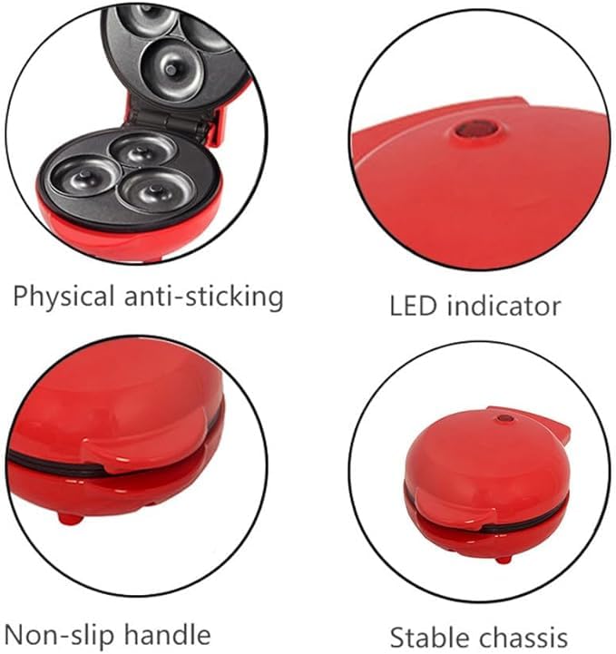 Feelon آلة صنع الدونات الصغيرة | مكبس دونات كهربائي غير لاصق | خبز سريع مع لوحات تسخين مزدوجة الجانب - Image 2