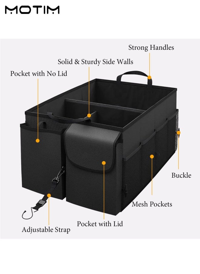 Motim - Collapsible Car Trunk Organizer, Waterproof Auto Suitcase Storage Box with Multi-Compartment, Large Foldable SUV Car Storage Backseat, Perfect for SUV Auto Vehicle Family Vans, Picnic - Image 1