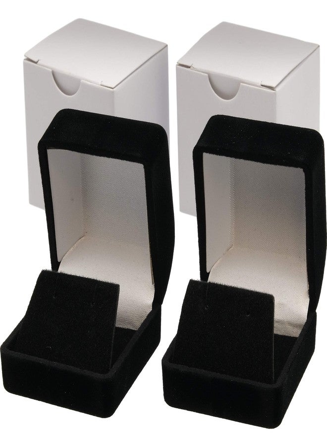 FindingKing 2 Black Flocked Earring Gift Boxes Jewelry Box - Image 1