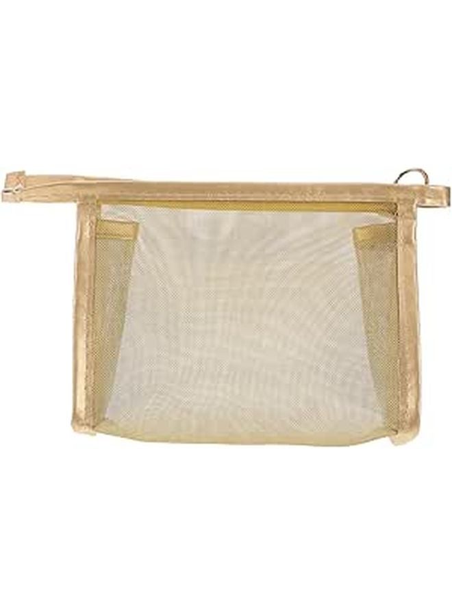 Small Mesh Toiletry Bag For Women Travel Cosmetic Pouch Jewelry Organizer Black - Image 1