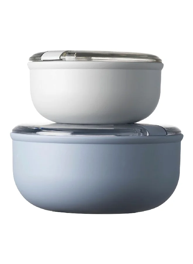 OMADA 2-Piece Durable Plastic Lunch Box Set Blue and Grey 2.55 L M6782CA1