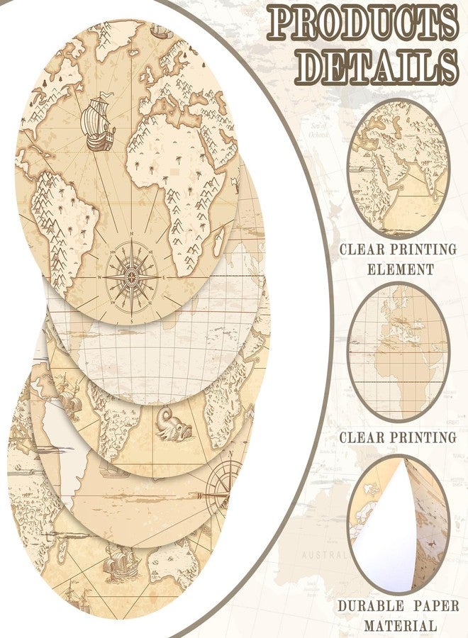 اياستي 50 مفرش طاولة ورقي للاستخدام مرة واحدة بتصميم خريطة العالم القديمة، مناسب للورق القديم، بتصميم ريترو، مزخرف، مناسب للسفر والمغامرات، مثالي لتعليم الجغرافيا والحرف اليدوية ذات الطابع السياحي (12.6 × 12.6 بوصة). - Image 4