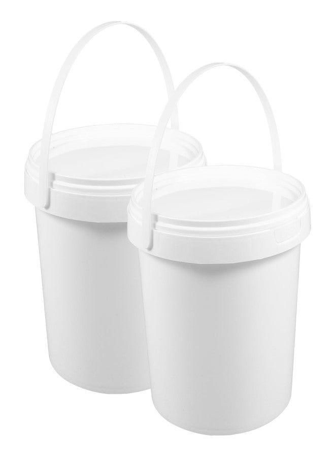 هيموتون دلو بلاستيك أبيض من HEMOTON، قطعتان، دلو بلاستيك أبيض بمقبض وغطاء، دلو طلاء صناعي سعة 2 لتر، دلو دلاء أصباغ، علبة طلاء فارغة لتخزين مياه الأسماك - Image 1