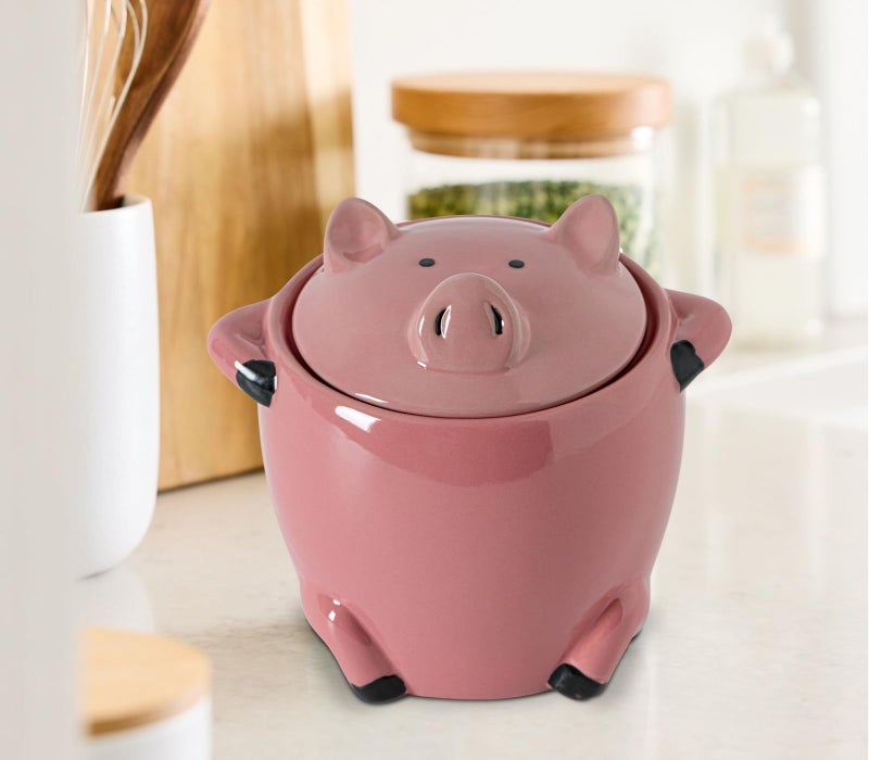 GABROC Ceramic Bacon Grease Saver With Strainer Pig Shaped Bacon Grease Container For Kitchen With Lid Cute Grease Can Grease Saver Pink Funny Cooking Grease Container Colador De Aceite De Cocina - Image 2