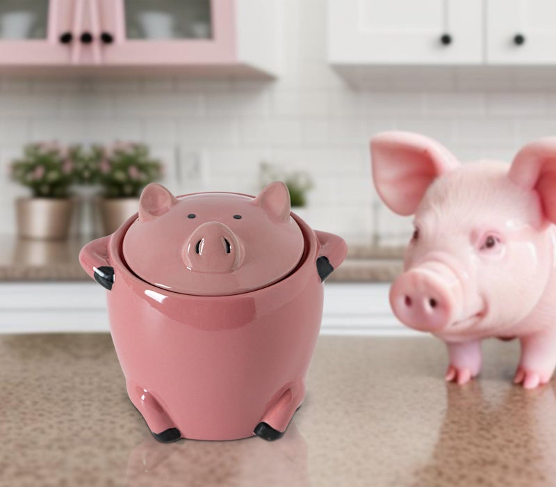 GABROC Ceramic Bacon Grease Saver With Strainer Pig Shaped Bacon Grease Container For Kitchen With Lid Cute Grease Can Grease Saver Pink Funny Cooking Grease Container Colador De Aceite De Cocina - Image 5