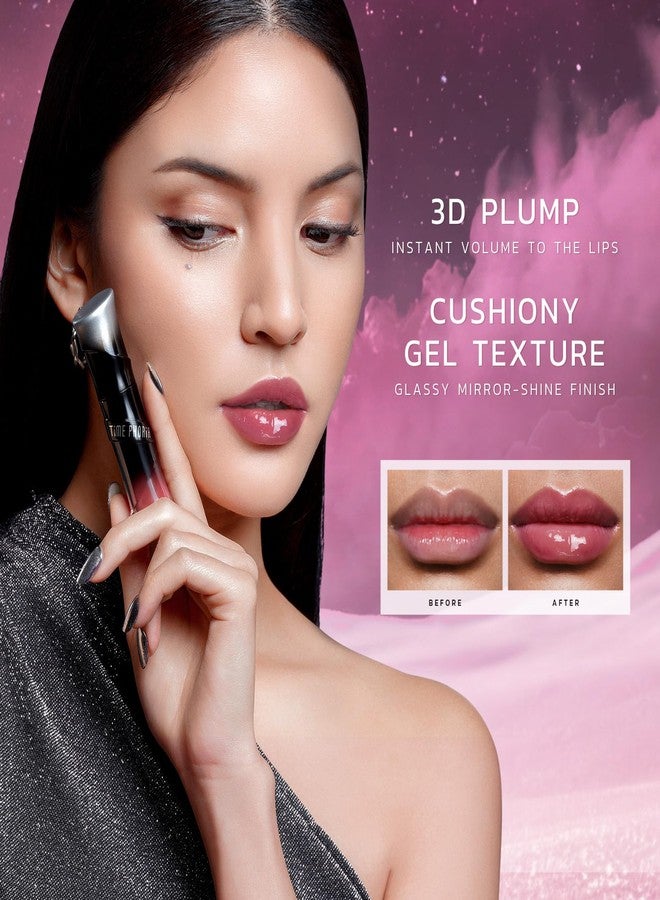 TIMEPHORIA Lunara Frost 3D Lip Gloss, 017 Athena-Plum Deep Brown, High-Shine Glossy Finish, Juicy Pigment Lip Gloss with 3D Plumping Effect, 24H Hydration with Hyaluronic Acid, Non-Sticky Cushiony Gel - Image 3