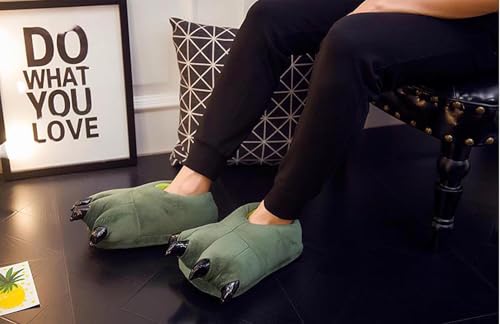 acdiac Unisex Soft Monster Claw Slippers Fun Dino Slippers Animal Paw Shoes For Men Women Boy Girl With Home Halloween Party Cosply Costume Footwear (L, Green) - Image 2
