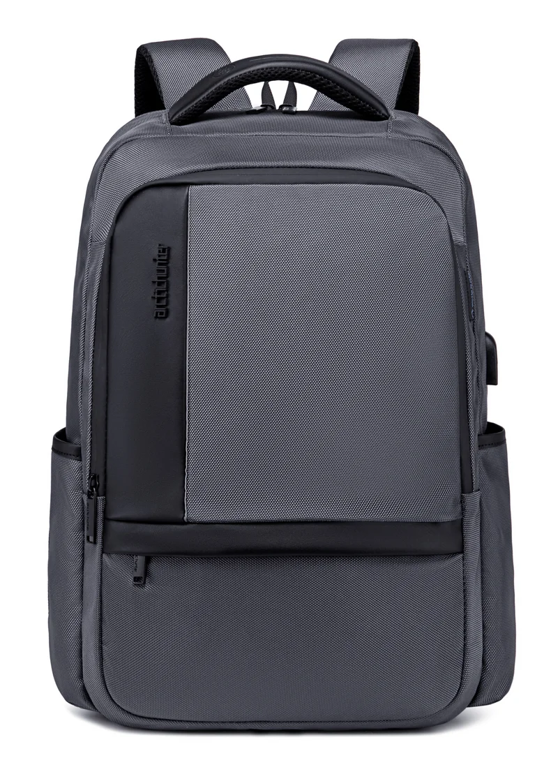 أركتيك هانتر Casual Travel Backpack Water Resistant Unisex School College Bag with Built in USB Port and Laptop Compartment for Men and Women B00120C Grey