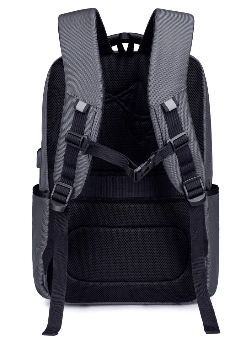 أركتيك هانتر Casual Travel Backpack Water Resistant Unisex School College Bag with Built in USB Port and Laptop Compartment for Men and Women B00120C Grey