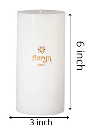 Floryn Decor White Pillar Candles Set of 2 | Smokeless | Odourless | Dripless | Long Burning Candle (Combo of 2) (3 by 6 inches) - Image 4