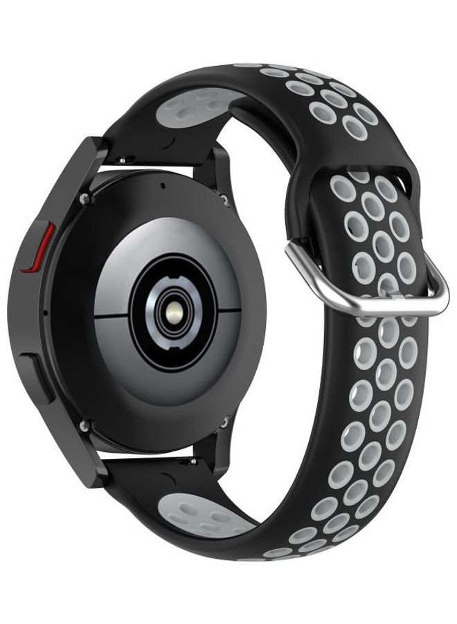 NIBEMINENT Two-Colour Silicone Replacement Strap Watchband For Samsung Galaxy Watch4 44mm Black - Image 3