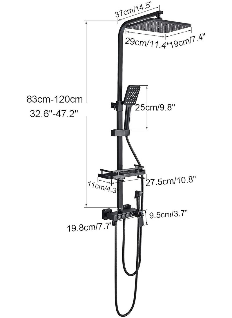 Shower Set Thermostatic Shower Faucet Set with Tub Spout Shower Head 3 Functions Hand Sprayer Bidet and Shelf Rain Outdoor Shower Fixtures Kit Wall Mounted - pzsku/ZD0EA0FDC99D136C0BF6FZ/45/_/1725346805/e46d2f7b-3bfb-42cf-8d03-6ed1028a538f