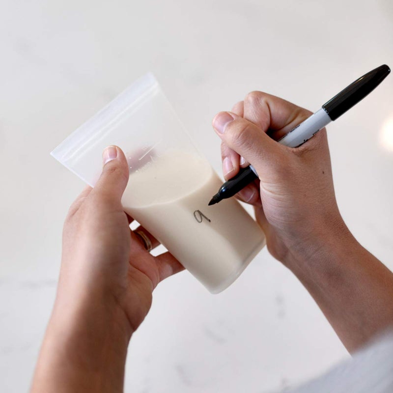 Zip Top Reusable 100% Silicone Breast Milk Storage Bags That Stand Up Stay Open and Zip Shut, Made in the USA - Set of 2 Bags - Image 4