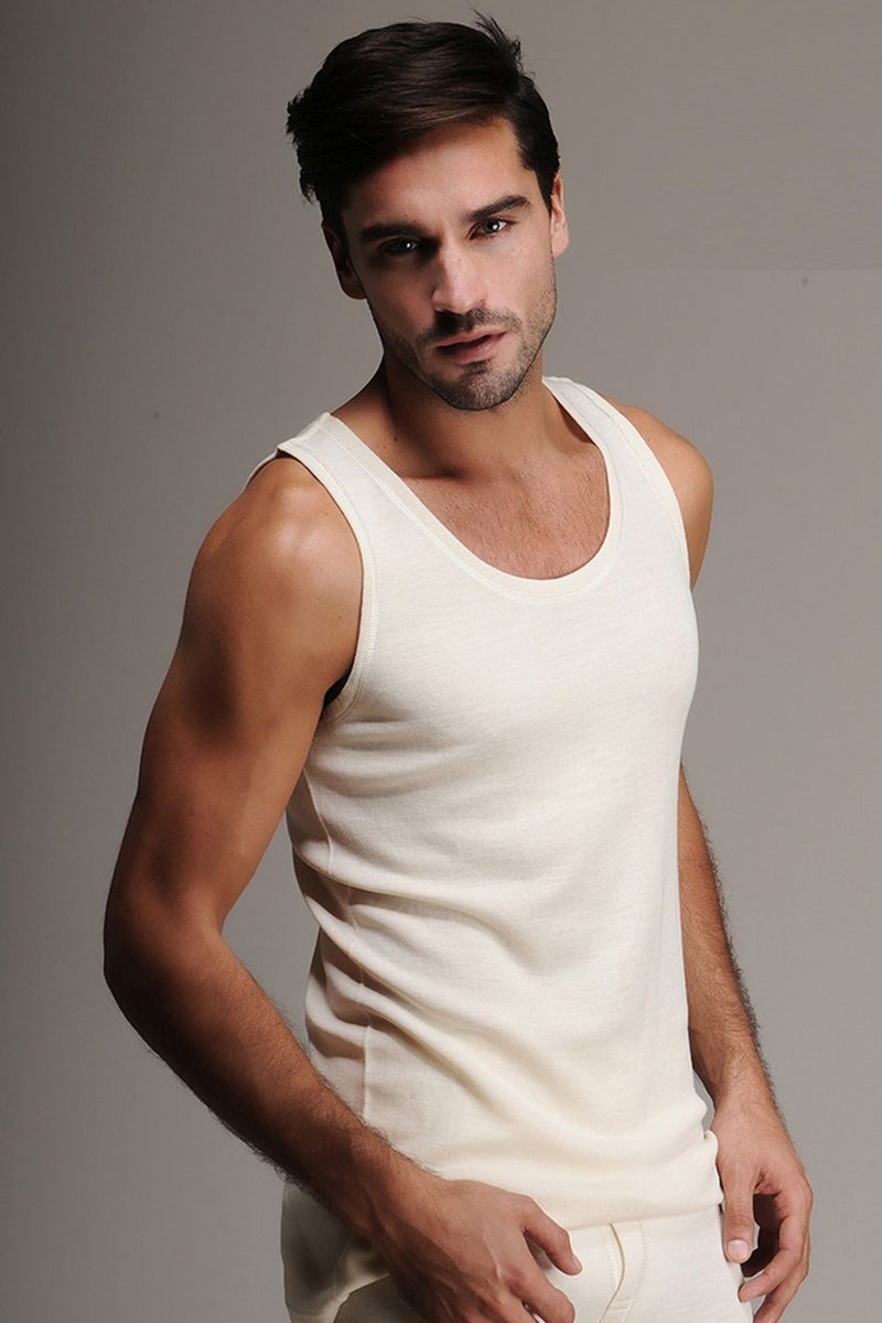Hasyün Underwear 103 Cream Men's Interlock Wool Underwear Thermal Undershirt 