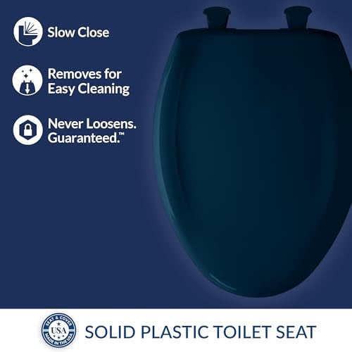 Bemis Classic Colors Slow Close Toilet Seat, Easy Clean Hinges and Durable Plastic Seat, Made in USA, Elongated, Navy - Image 2