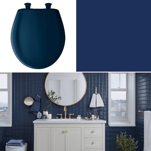 Bemis Classic Colors Slow Close Toilet Seat, Easy Clean Hinges and Durable Plastic Seat, Made in USA, Elongated, Navy - Image 3