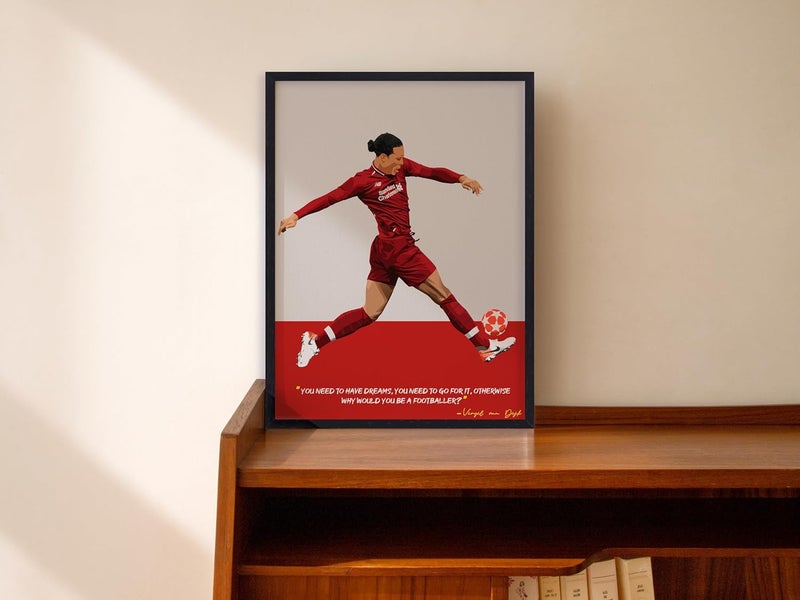 QUOTE - UNQUOTE ART QUOTE UNQUOTE ART Liverpool Frame Virgil van Dijk Liverpool Poster13x17 inches Black Frame - Image 2