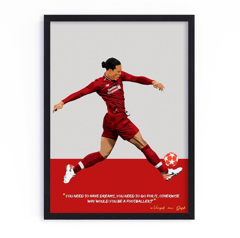 QUOTE - UNQUOTE ART QUOTE UNQUOTE ART Liverpool Frame Virgil van Dijk Liverpool Poster13x17 inches Black Frame - Image 1