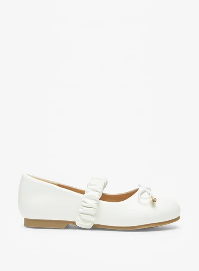 JUNIORS Girls Solid Round Toe Ballerinas With Bow Detail