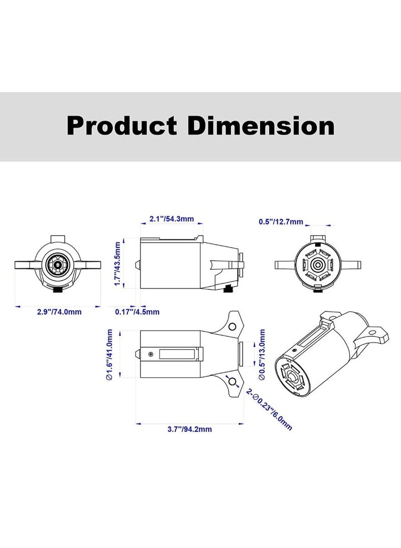 Generic Trailer Plug 7 Way Trailer Plug 7 Pin Trailer Plug 7 pin Trailer  Wiring Harness Connector  For Rv Trailer Bike Trailer  Blade Connector - Image 5
