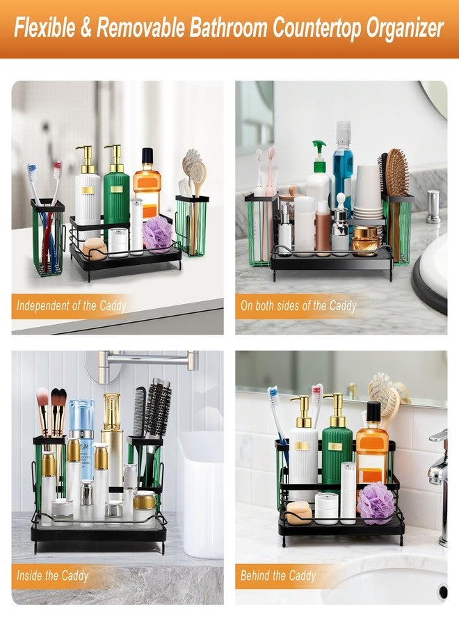wishfly Toothbrush Holders with Instant Drying Stone & 2 Brush Holders, Rustproof Carbon Steel Tooth Brush Holder Sink Caddy, Space Saving Bathroom Countertop Organizer for Storage and Organization-Black - Image 3