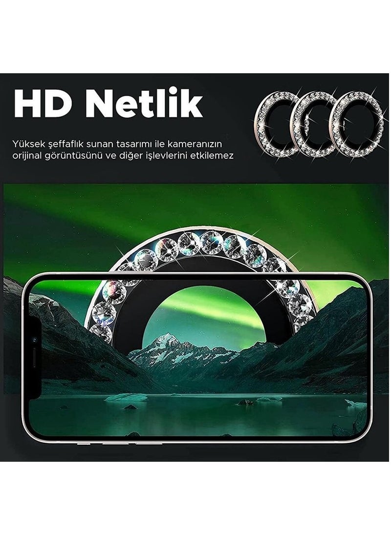 Arazon - Apple iPhone 12 Pro Max Stone Camera Lens Protector Framed Protector - Image 1