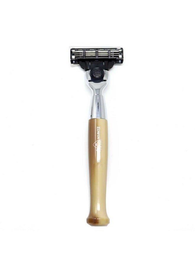Edwin Jagger - Diffusion Series Chrome Plated Handler For The Gillette Mach3 Razor (Tan) - Image 1