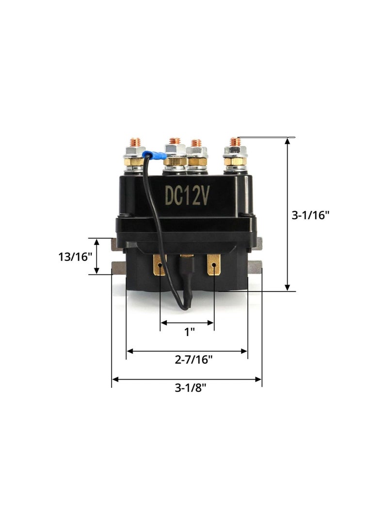 Solenoid Relay, 12V 250A Winch Relay Solenoid Replacement Contactor for 3000-5000lbs ATV UT Winch Control