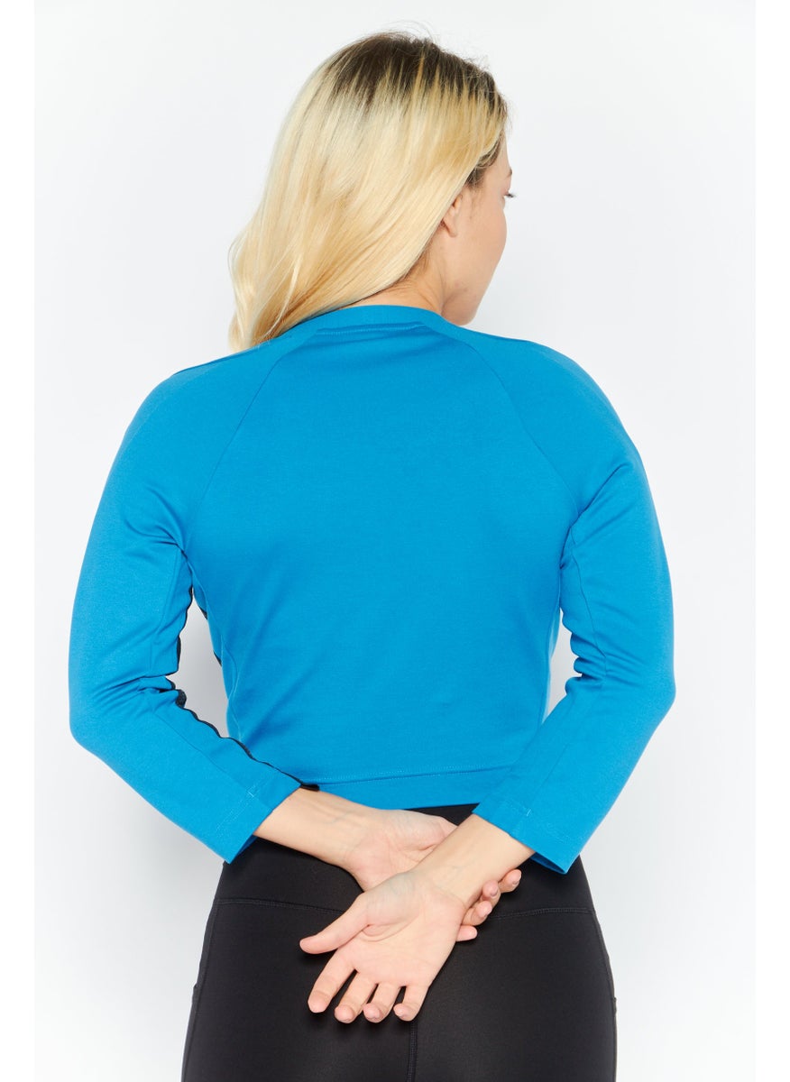 Adidas Women Sportswear Fit Long Sleeve Running Crop Top, Blue  - Image 4