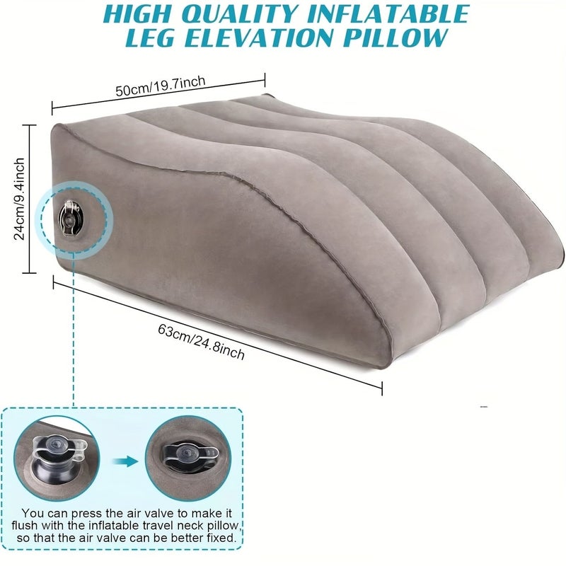 Grey Inflatable Leg Elevation Pillow Portable Wedge Cushion for Office Bed Rest - Image 5