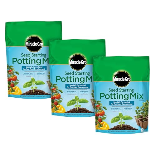 Miracle-Gro Seed Starting Potting Mix, Enriched with Plant Food, For Starting Seeds or Cuttings in Containers, 8 qt., 3-Pack - Image 1