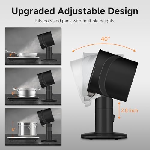 amzchef Portable Range Hood - 4-Speed Adjustable Exhaust Fan with Telescoping Height & 40° Tilt Low Noise 52dB, Large-Caliber Aluminum Filter + Oil Cup & 10 Carbon Cotton Filters for Indoor BBQ/Hot Pot/RV - Image 2