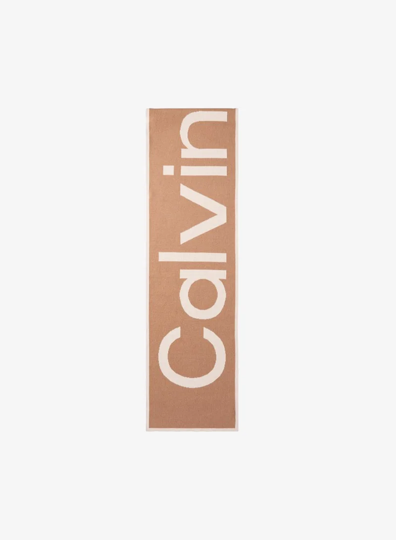 Calvin Klein Cotton Jacquard Knit Logo Scarf