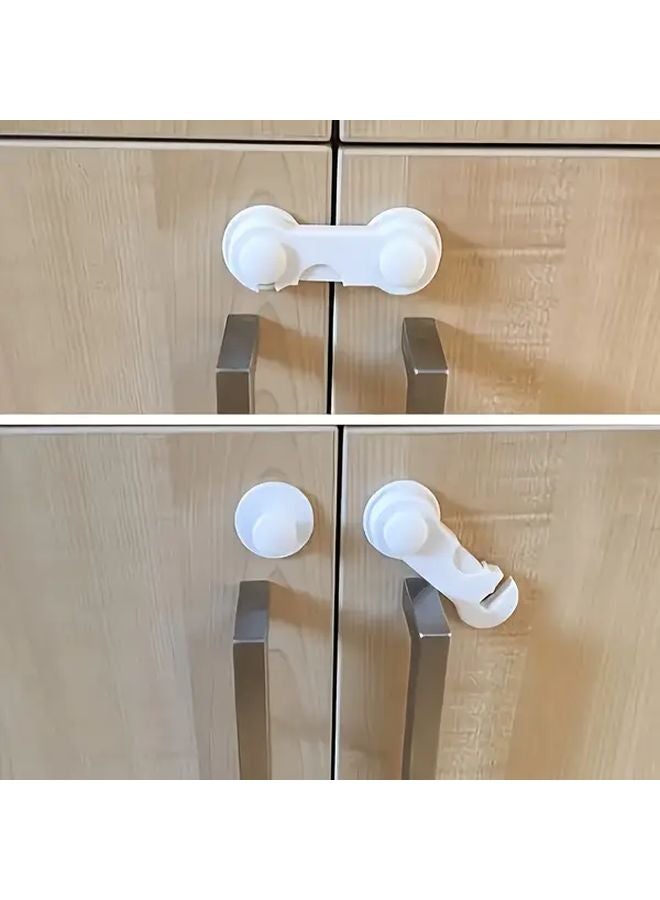 White 5 Pack Safety Lock Multi Function Drawer Cabinet Anti Opening Door Punch Free - Image 5