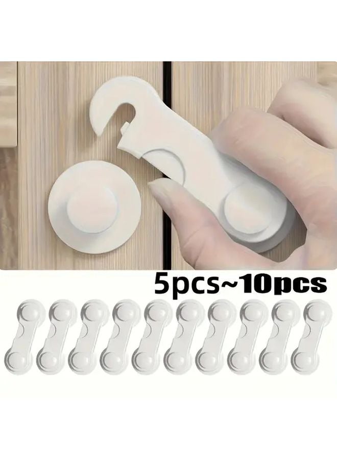 White 5 Pack Safety Lock Multi Function Drawer Cabinet Anti Opening Door Punch Free - Image 2