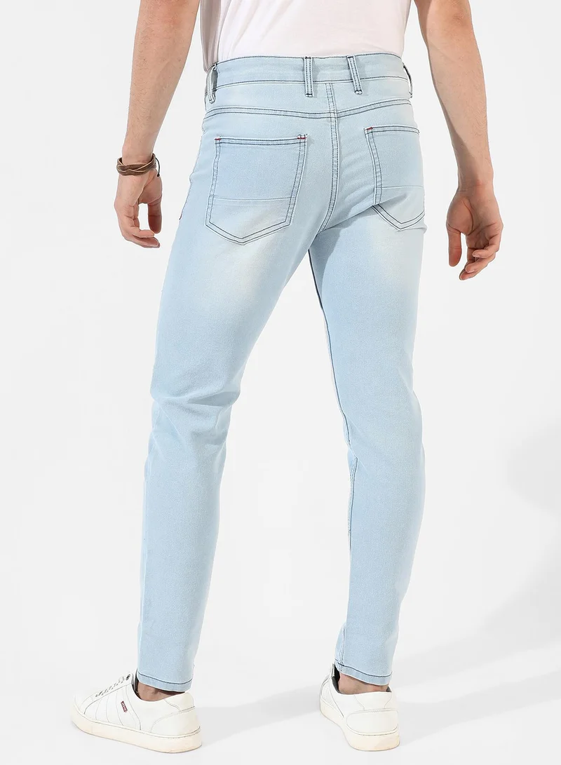 Campus Sutra  Men's Classic Light Blue Light-Washed Regular Fit Denim Jeans for Men | Best Price UAE