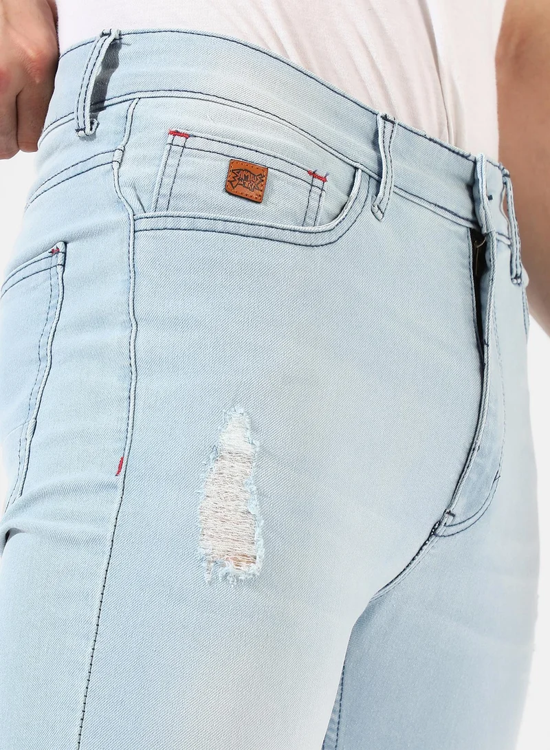 Campus Sutra  Men's Classic Light Blue Light-Washed Regular Fit Denim Jeans for Men | Best Price UAE