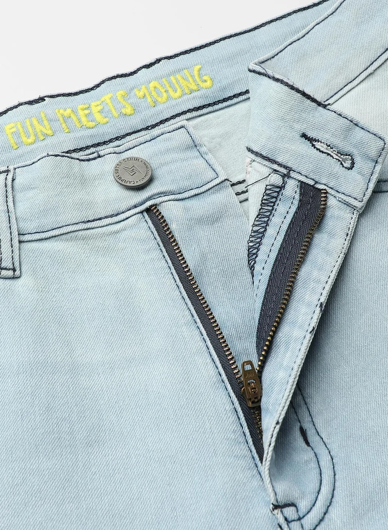 Campus Sutra  Men's Classic Light Blue Light-Washed Regular Fit Denim Jeans for Men | Best Price UAE
